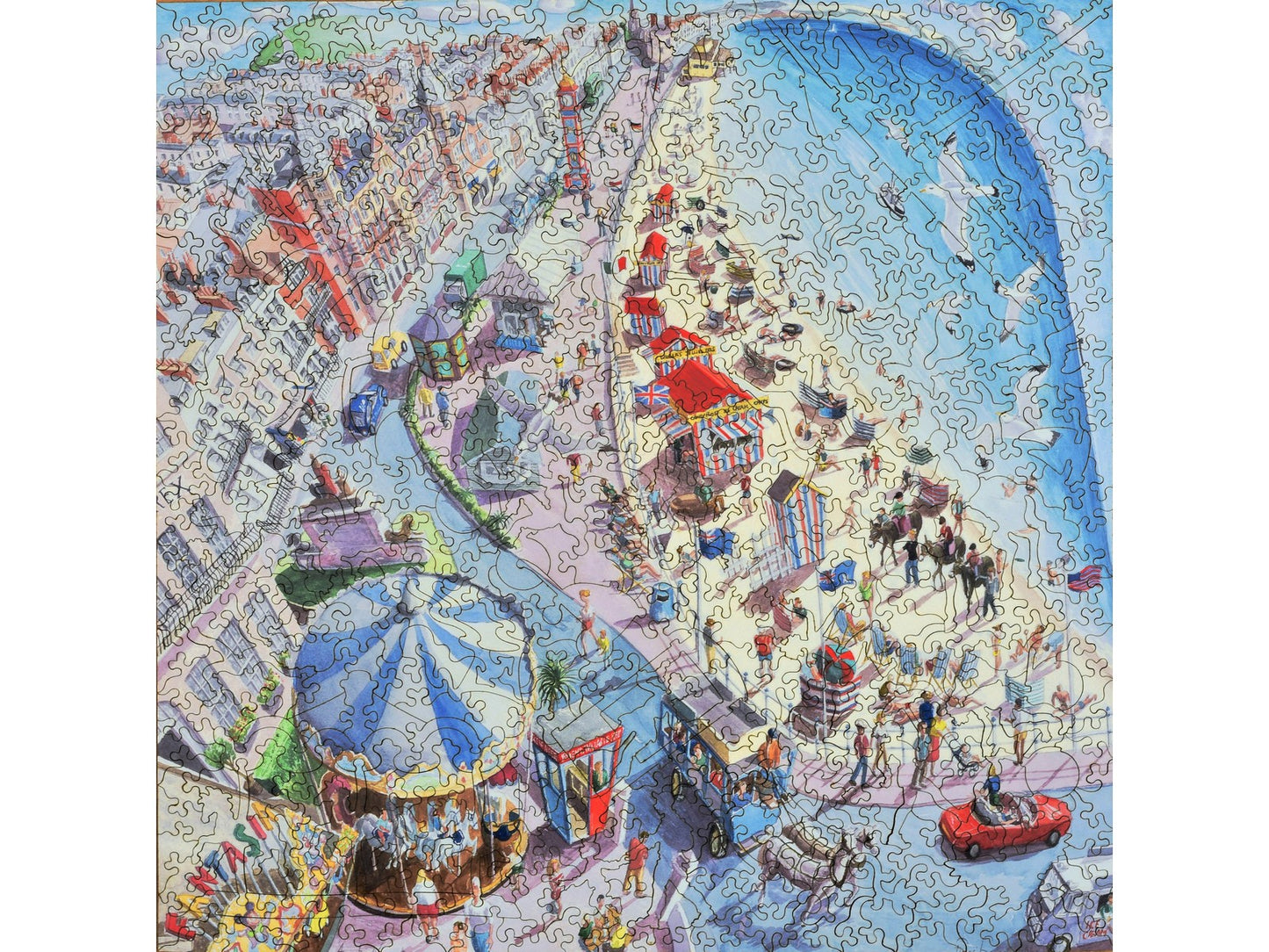 The front of the puzzle, August in Weymouth, which shows a beach in the summertime.