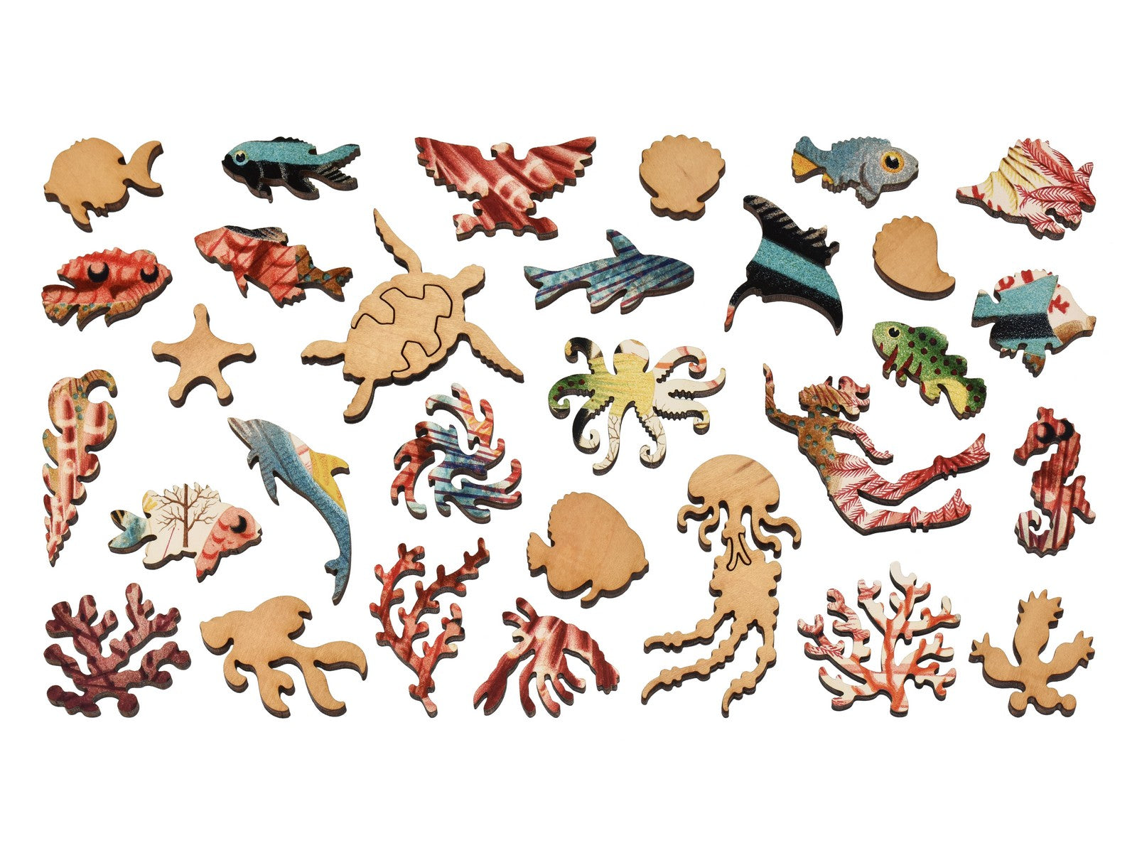The whimsy pieces that can be found in the puzzle, Great Barrier Reef Echinoderms and Fish.