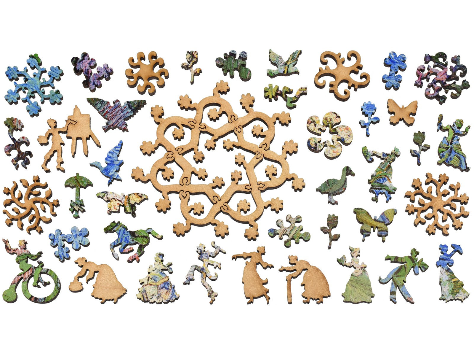The whimsy pieces that can be found in the puzzle, Blossoming Chestnut Branches.