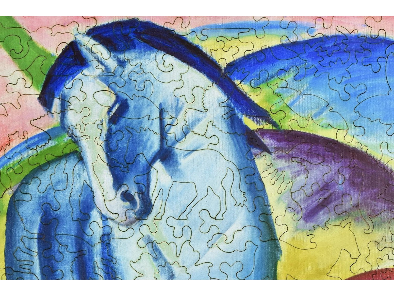 A closeup of the front of the puzzle, Blue Horse I.