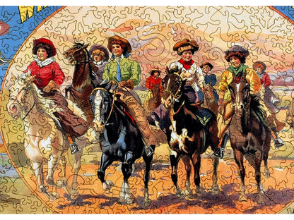 A closeup of the front of the puzzle, A Bevy of Wild West Women.