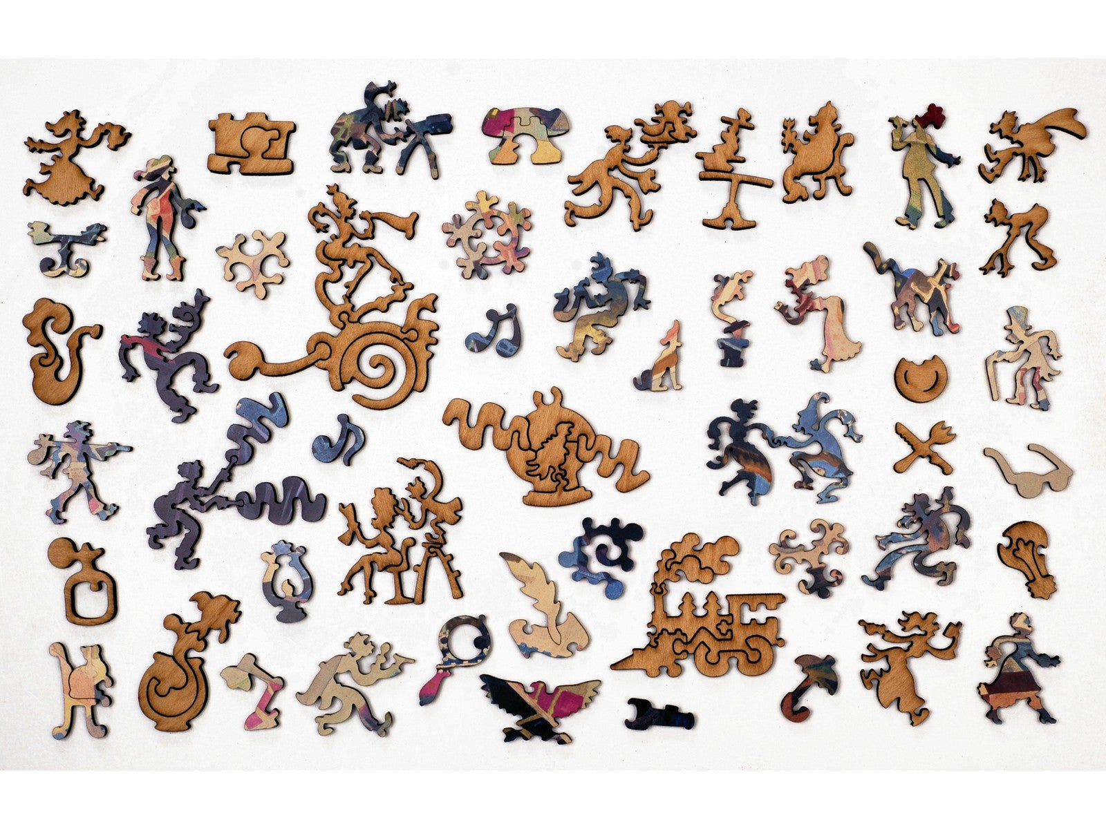 The whimsy pieces that can be found in the puzzle, Cat Detective in the Wrong Part of Town.