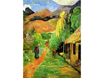 The front of the puzzle, Street in Tahiti (Chemin a Papeete), which shows a rural tahitian village.