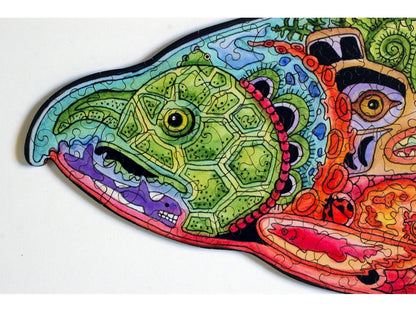 The closeup of the front of the puzzle, Chinook Salmon.