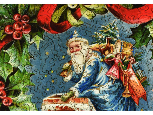 A closeup of the front of the puzzle, Christmas Wreath.