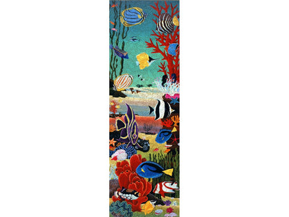 The front of the puzzle, Coral Reef, which shows a colorful underwater scene of tropical aquatic life.