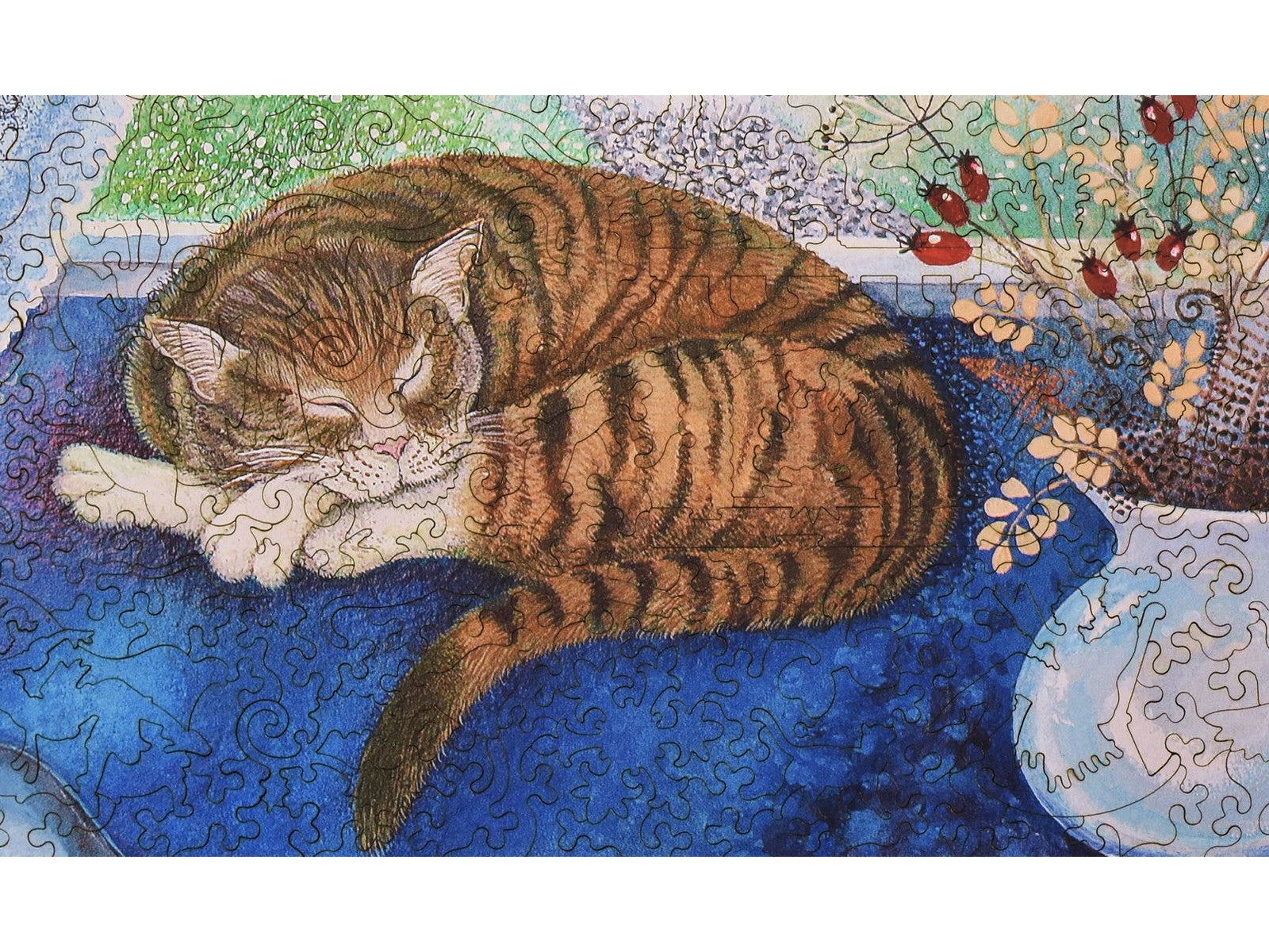A closeup of the front of the puzzle, Cosy Cat.