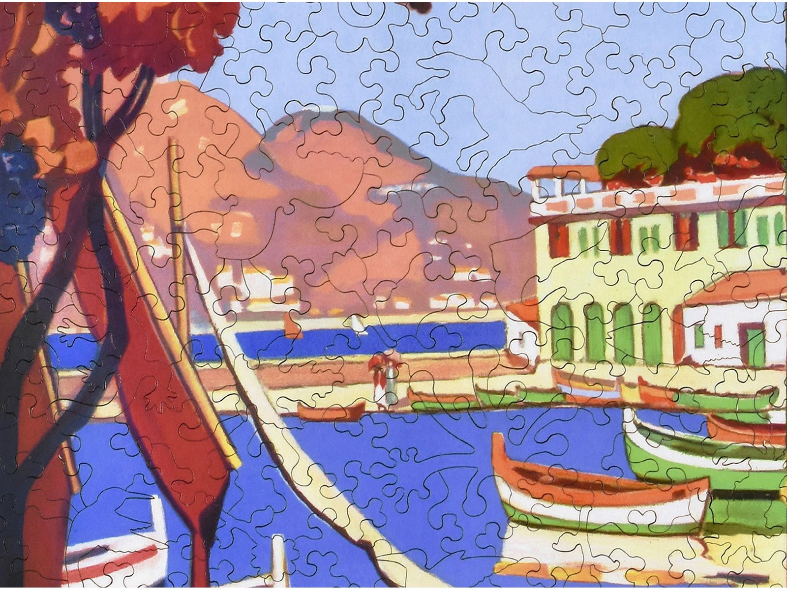 A closeup of the front of the puzzle, Cote D'Azur.