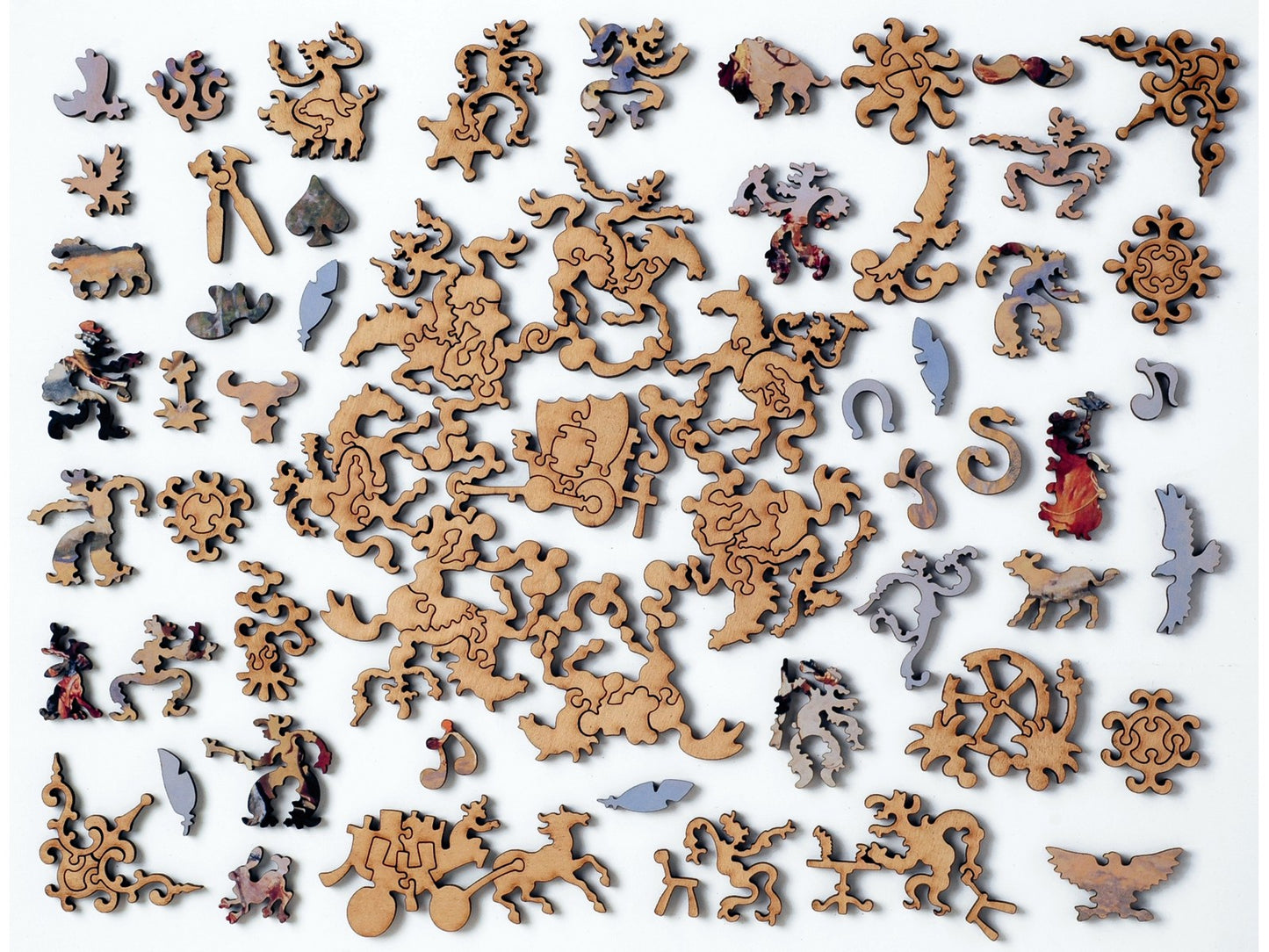 The whimsy pieces that can be found in the puzzle, A Dash for the Timber.