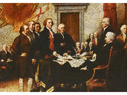 A closeup of the front of the puzzle, Declaration of Independence.