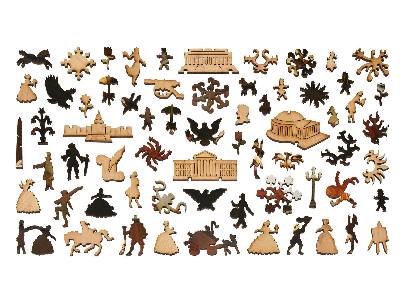 The whimsy pieces that can be found in the puzzle, Declaration of Independence.