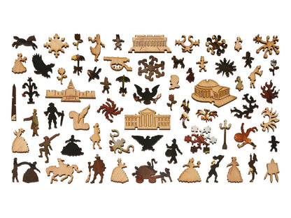 The whimsy pieces that can be found in the puzzle, Declaration of Independence.
