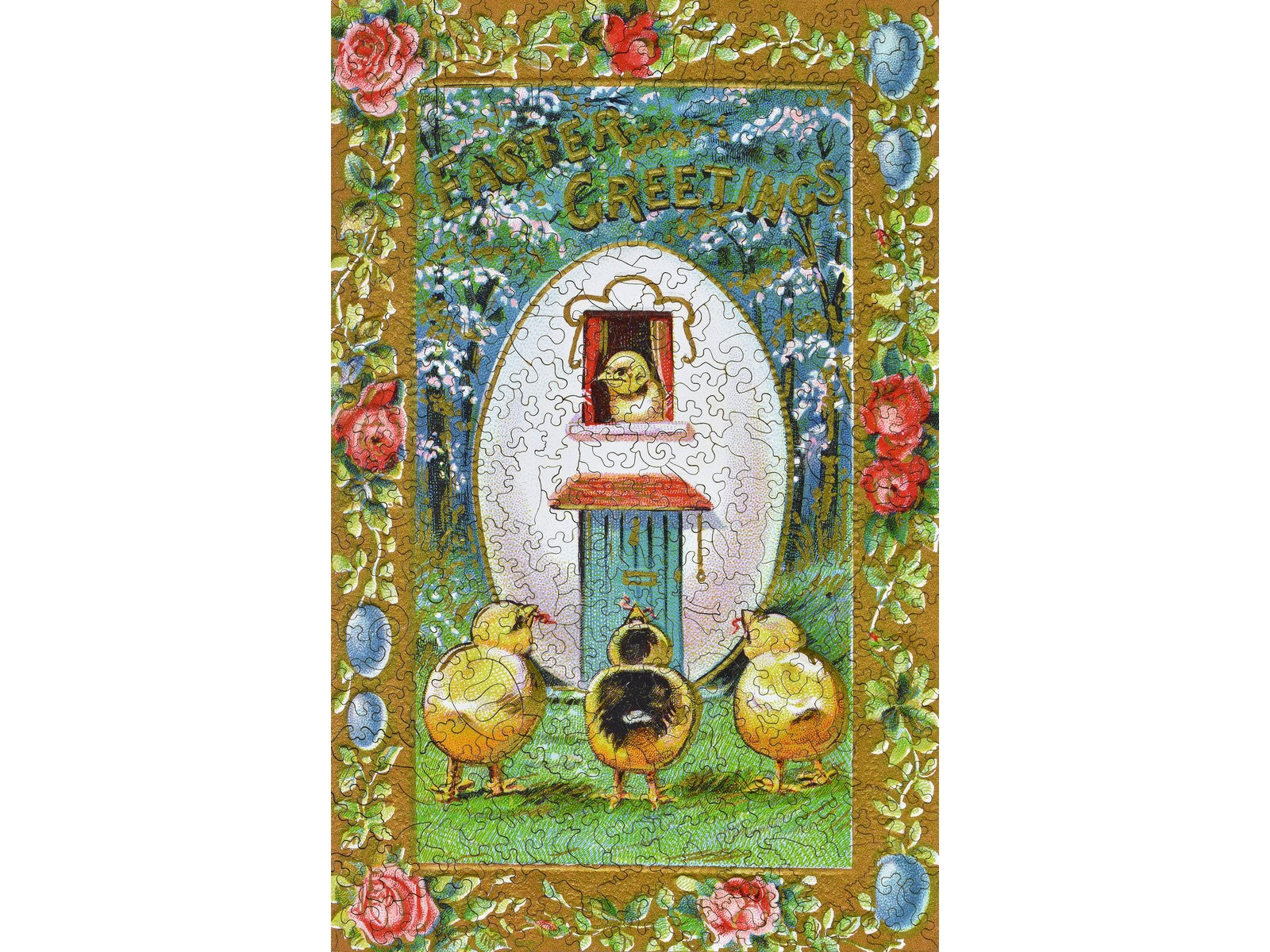 The front of the puzzle, Easter Egg Cottage.