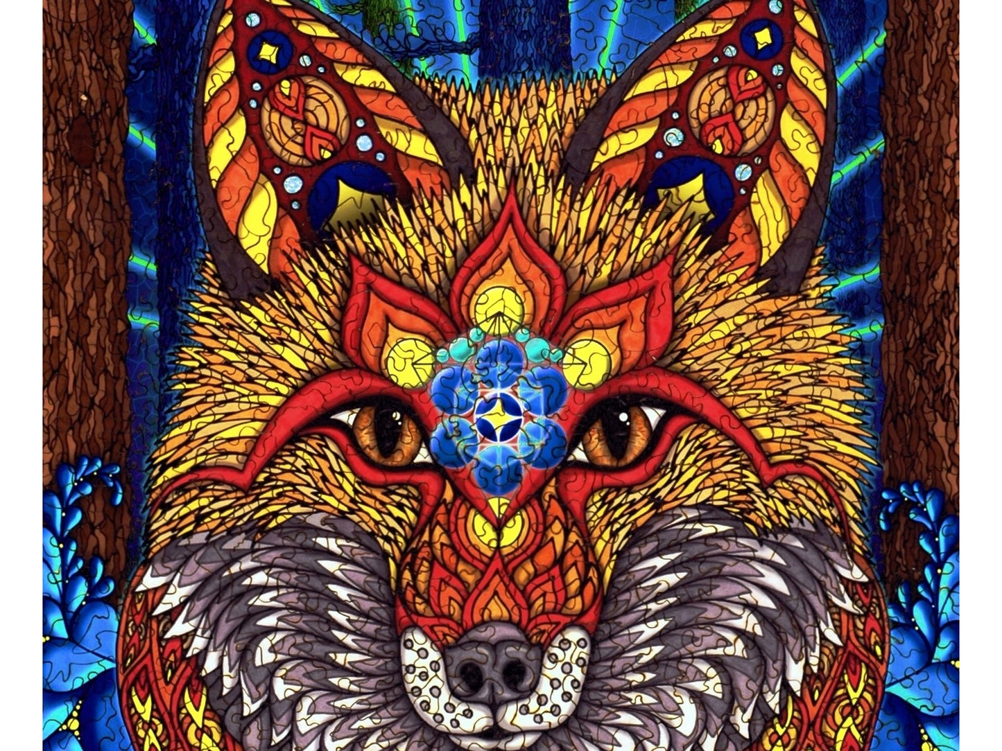 A closeup of the front of the puzzle, Electric Fox.