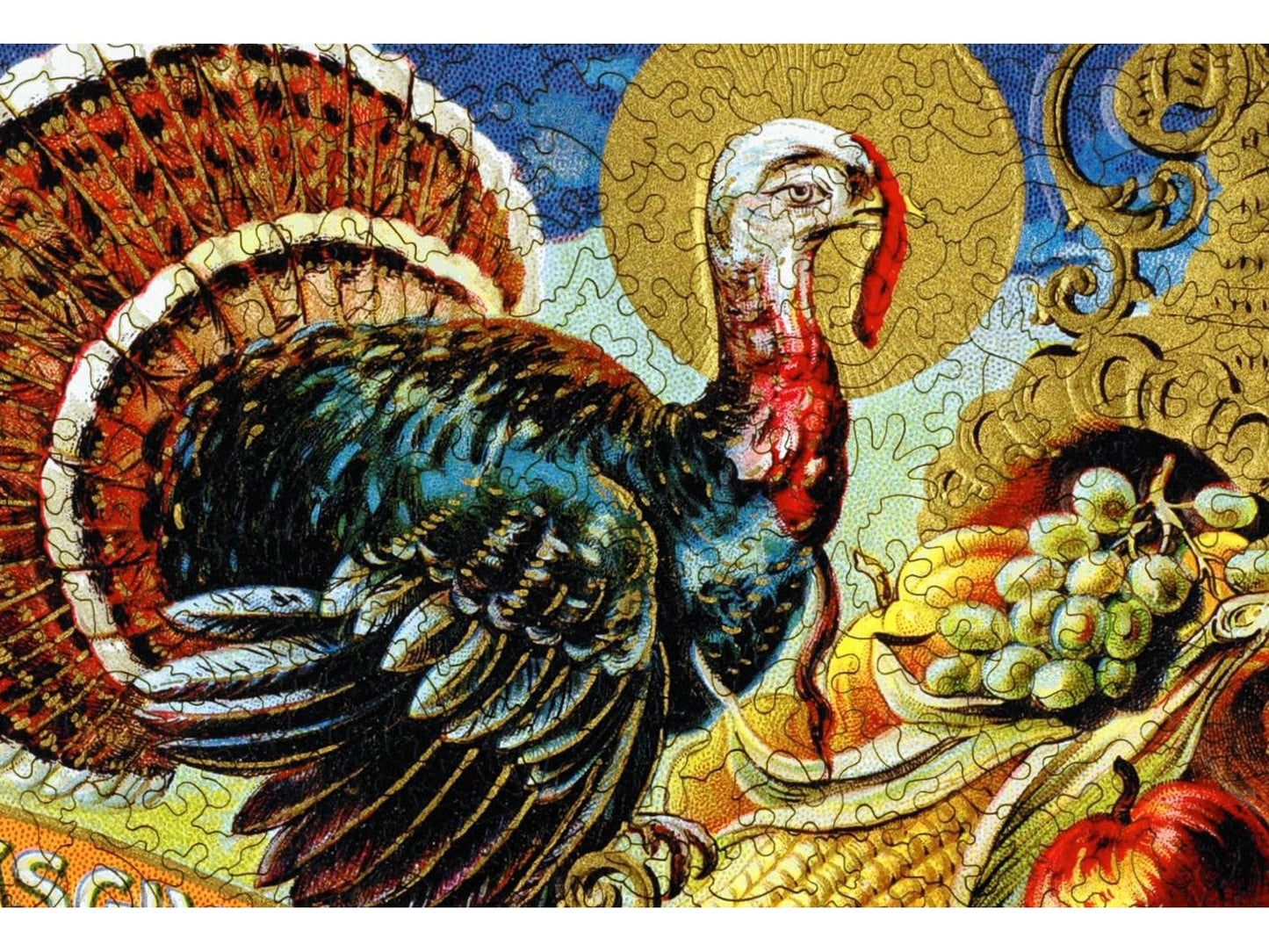 A closeup of the front of the puzzle, Golden Turkey.