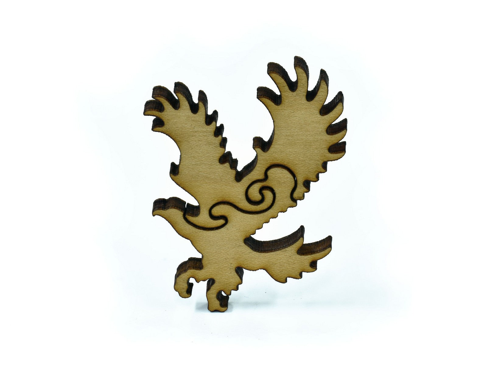 A closeup of pieces in the shape of an eagle.