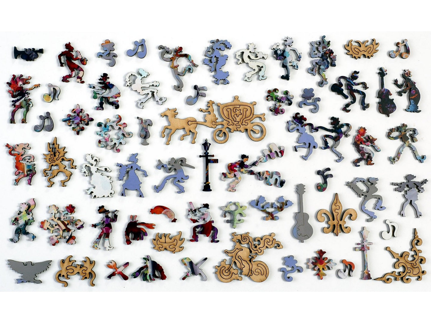 The whimsy pieces that can be found in the puzzle, French Quarter Horse Post.