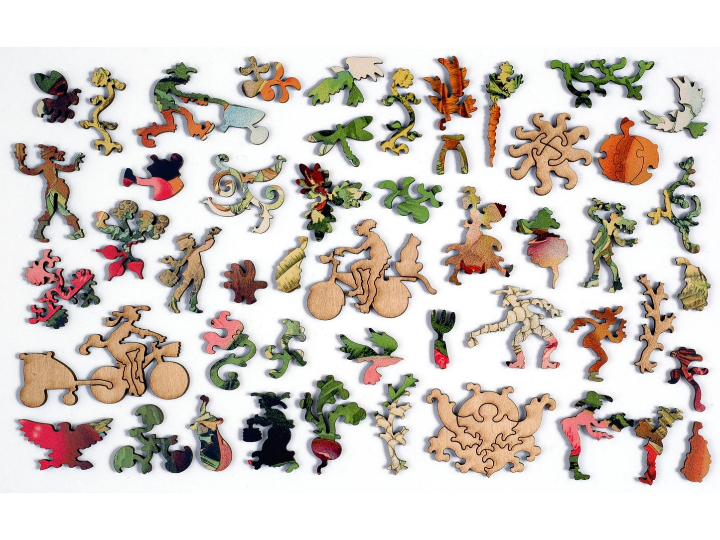 The whimsy pieces that can be found in the puzzle, Garden Harvest.