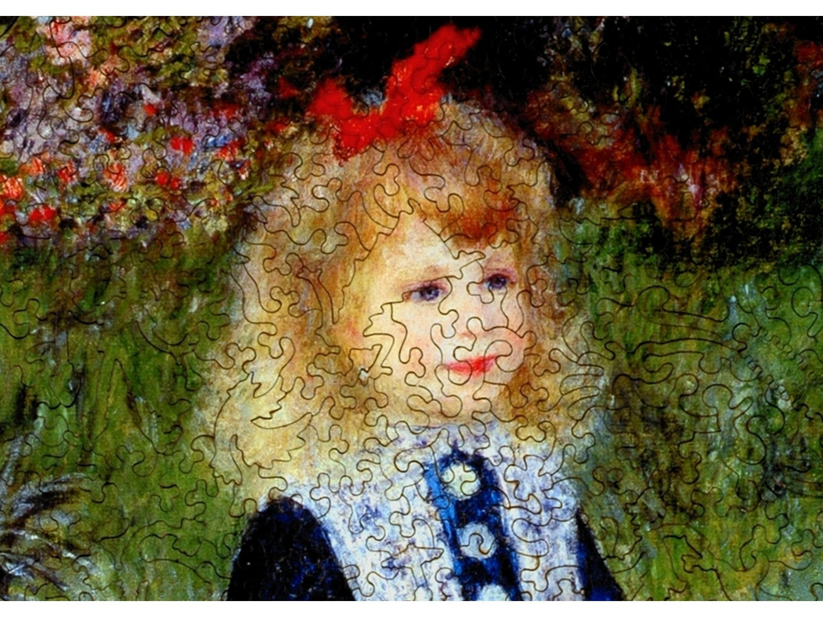 A closeup of the front of the puzzle, Girl with a Watering Can.