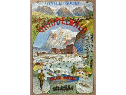 The front of the puzzle, Grindelwald Winter Sport, which shows a ski resort in the mountains.