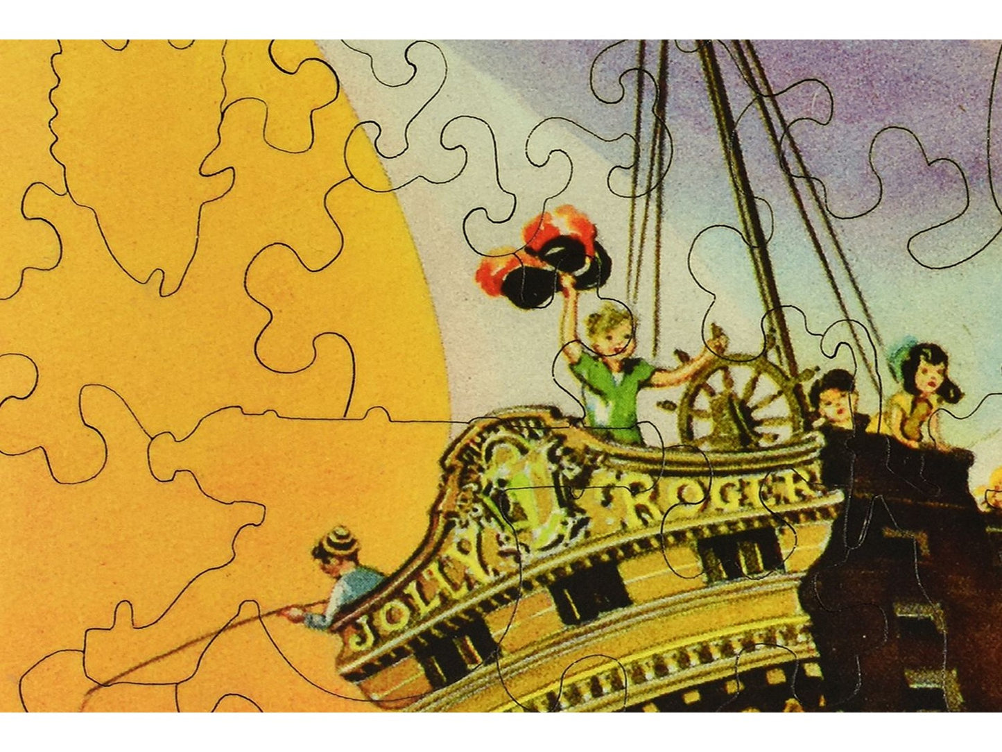 A closeup of the front of the puzzle, Jolly Roger.