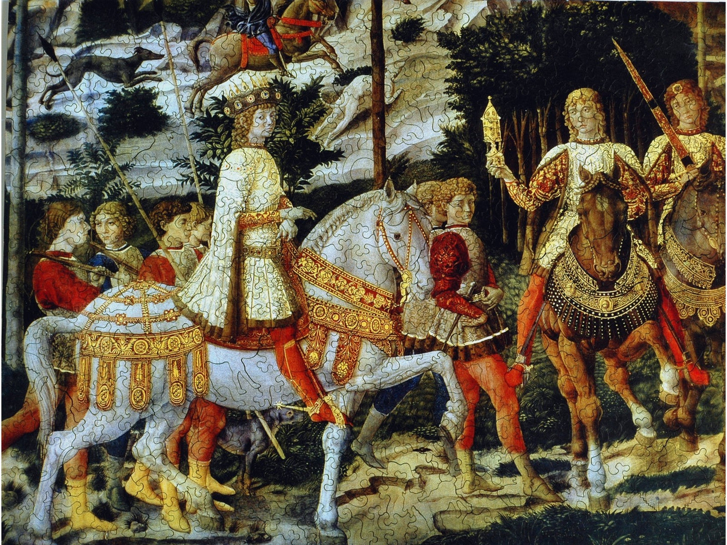 The front of the puzzle, Journey of the Magi, which shows kings on horses.