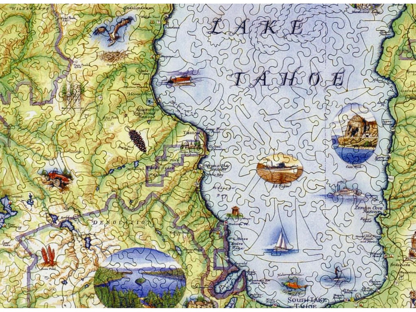The front of the puzzle, Lake Tahoe Map.