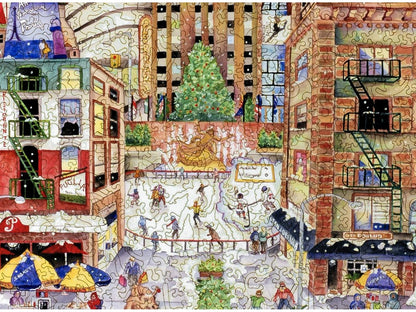 A closeup of the front of the puzzle, Light Snowfall in New York.