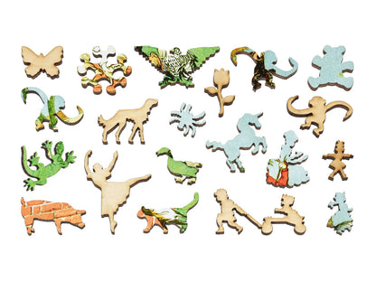 The whimsy pieces that can be found in the puzzle, Little Dog Laughed.