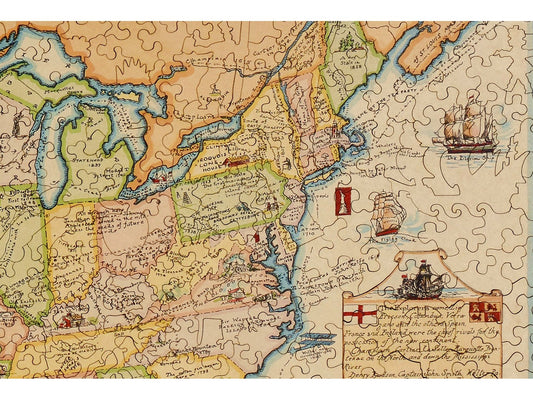A closeup of the front of the puzzle, Map of America's Making.