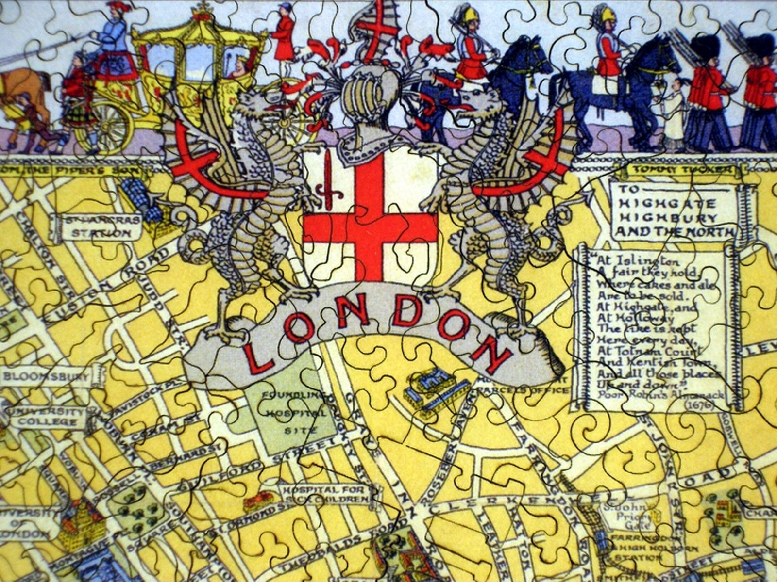 A closeup of the front of the puzzle, Map of London.