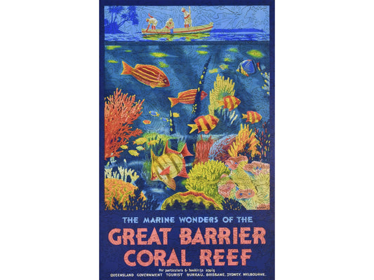The front of the puzzle, The Marine Wonders of the Great Barrier Coral Reef, which shows a colorful underwater scene.