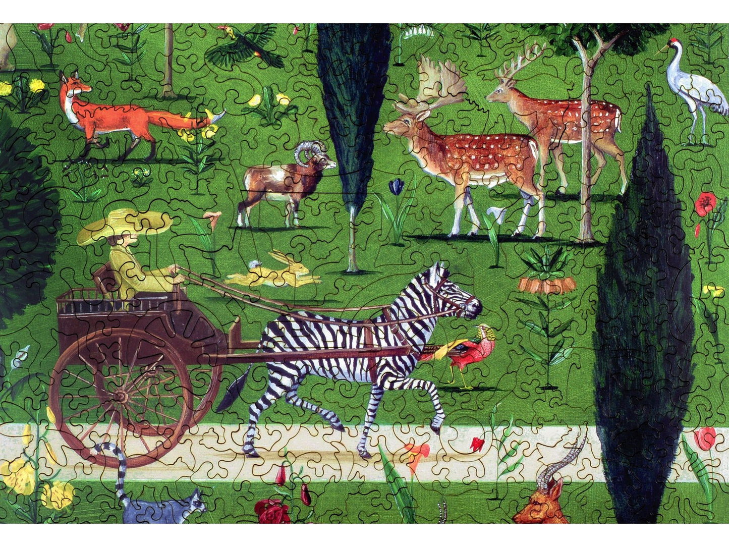 A closeup of the front of the puzzle, The Menagerie.