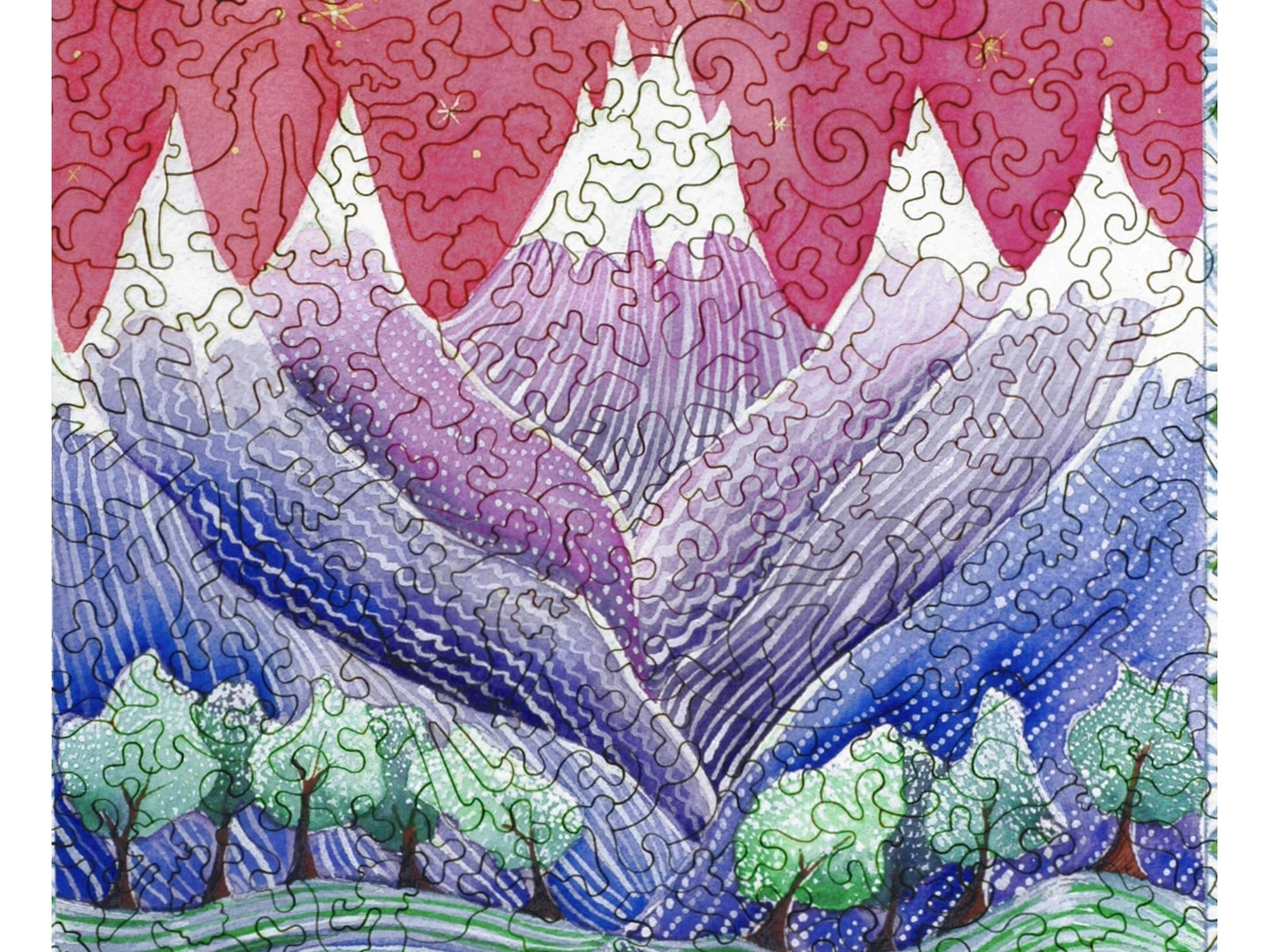 A closeup of the front of the puzzle, Mountain Majesty.
