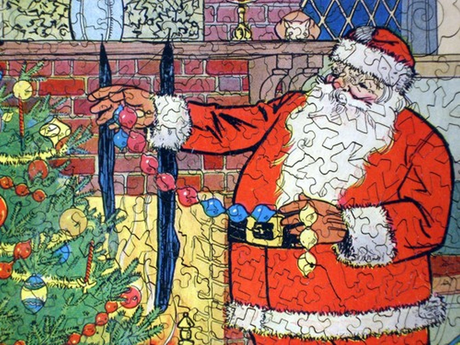 A closeup of the front of the puzzle, The Night Before Christmas.