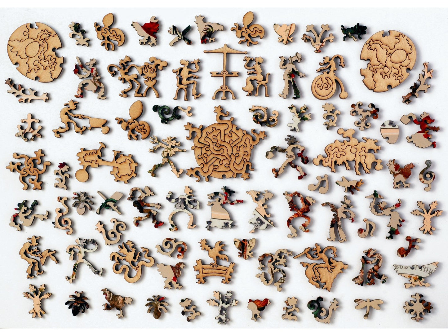 The whimsy pieces that can be found in the puzzle, Poultry of the World.