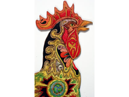 A closeup of the front of the puzzle, Rooster.