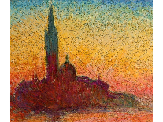 A closeup of the front of the puzzle, San Giorgio Maggiore at Dusk.