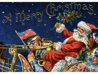 A closeup of the front of the puzzle, Santa's Sleigh.