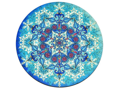 The front of the puzzle, Snowflake, which shows a colorful drawing of a snowflake.