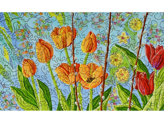 A closeup of the front of the puzzle, Spring Garden.