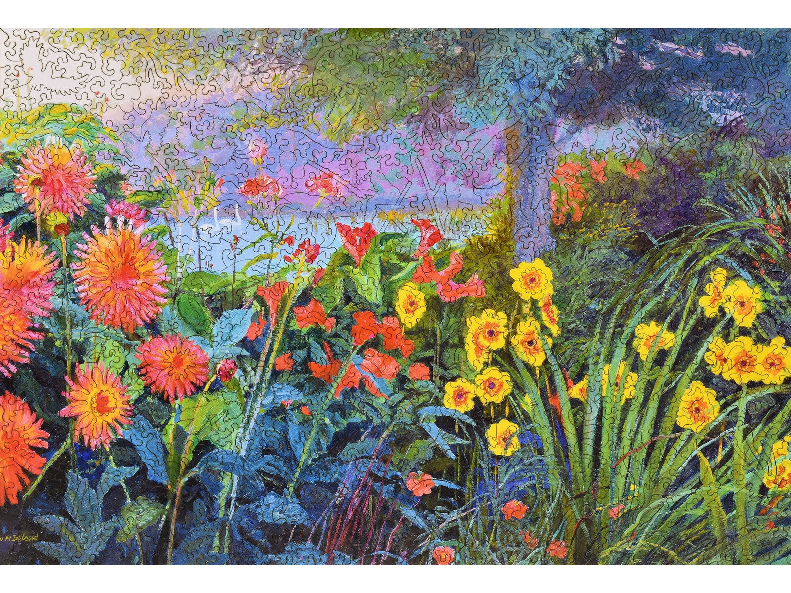 Liberty high quality Wooden Jigsaw Puzzle - Sunflower Splatter Paint