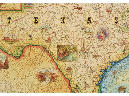 A closeup of the front of the puzzle, Texas Map.