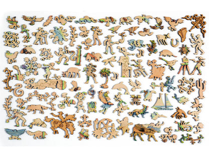The whimsy pieces that can be found in the puzzle, Texas Map.