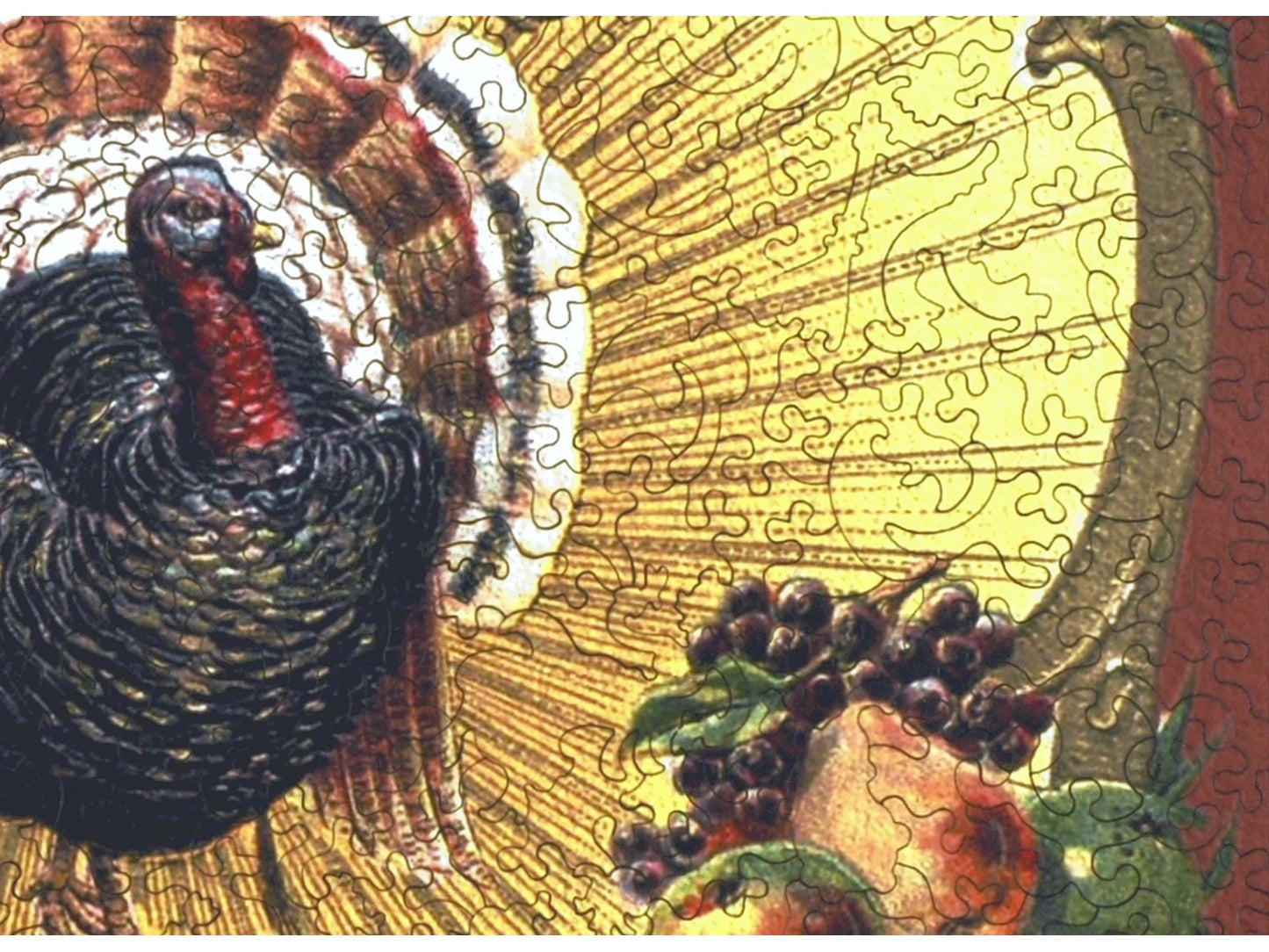 A closeup of the front of the puzzle, Thanksgiving Postcard.