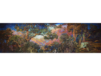 The front of the puzzle, The Dream Garden, which shows a wild mountain garden.
