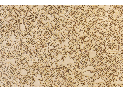 A closeup of the back of the puzzle, The Girl and The Sea, showing the detail in the pieces.