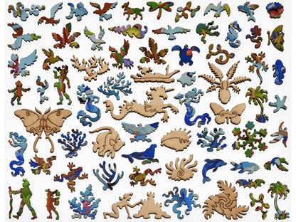 The whimsy pieces that can be found in the puzzle, The Girl in the Sea.