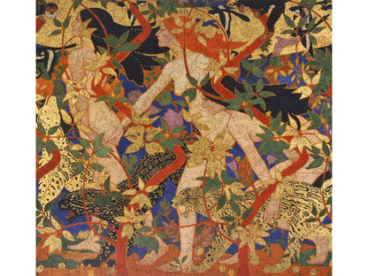 The front of the puzzle, The Hunt (Diana and Her Nymphs), which shows three women hunting in the forest.