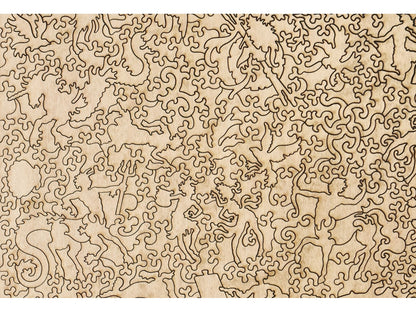 A closeup of the back of the puzzle, The Triumph of Galatea, showing the detail in the pieces.